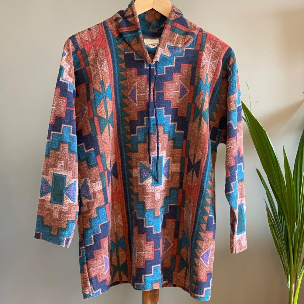 Vintage Kimmie O Aztec/Southwestern Mockneck Pullover Shirt
